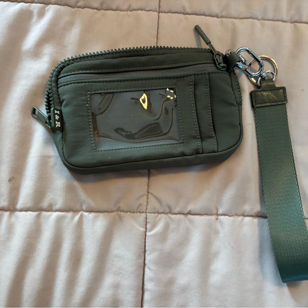 Convertible Olive Green Wristlet Clutch with Detachable Strap